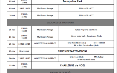 calendrier association sportive